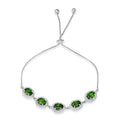 LARIAT BRACELET W/ EMERALD & ACCENTS /925 STERLING SILVER/ 9'' ADJUST