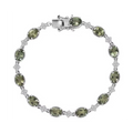 Natural Green Apatite/Zircon 11.00 ctw Bracelet in Rhodium Over 925S - 7.25”